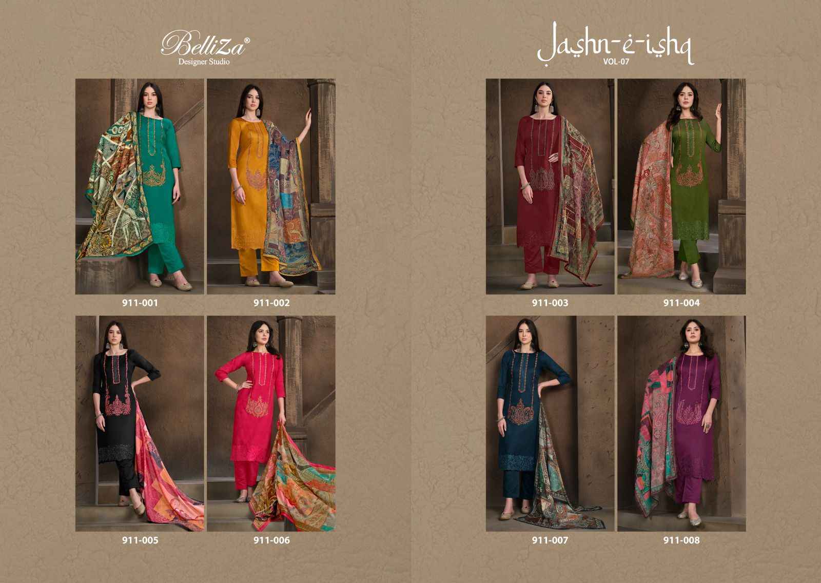 Belliza Jashn E Ishq Vol-7 Jam Cotton Dress Material (8 pcs Catalogue)