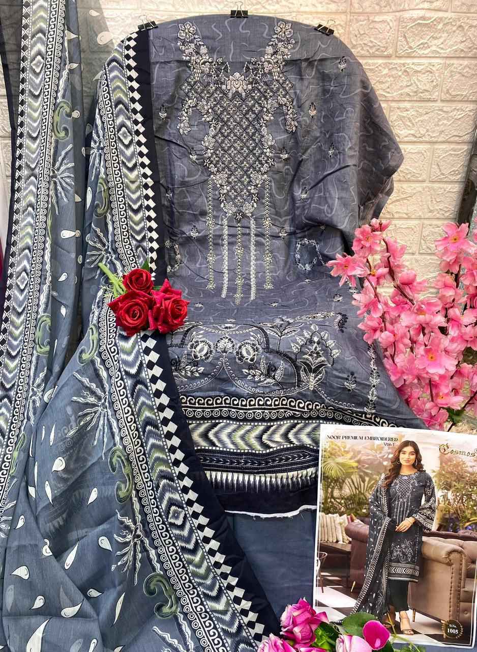 Cosmos Noor Premium Embroidered Vol-1 Dress Material (10 Pc Catalog)