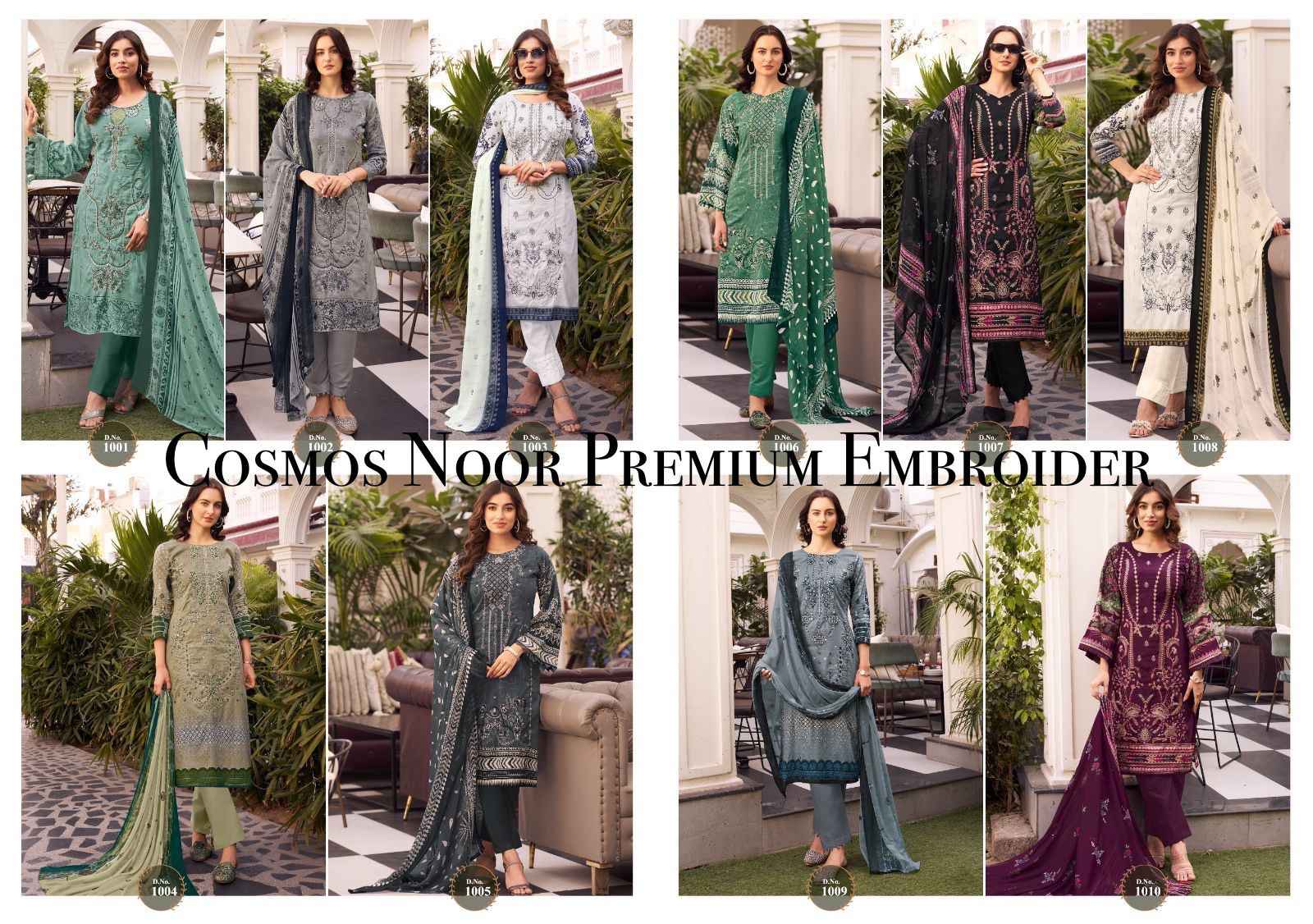 Cosmos Noor Premium Embroidered Vol-1 Dress Material (10 Pc Catalog)