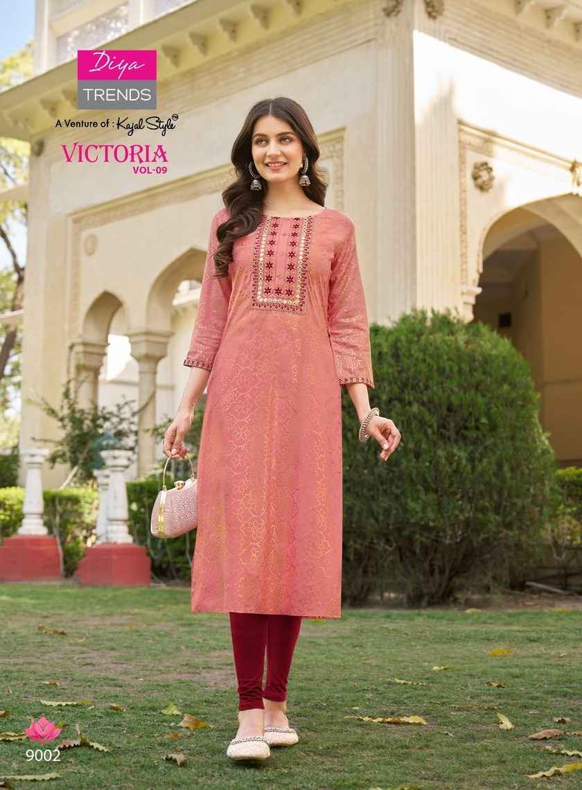 Diya Trends Victoria Vol-9 Rayon Kurti (12 pcs Catalogue)