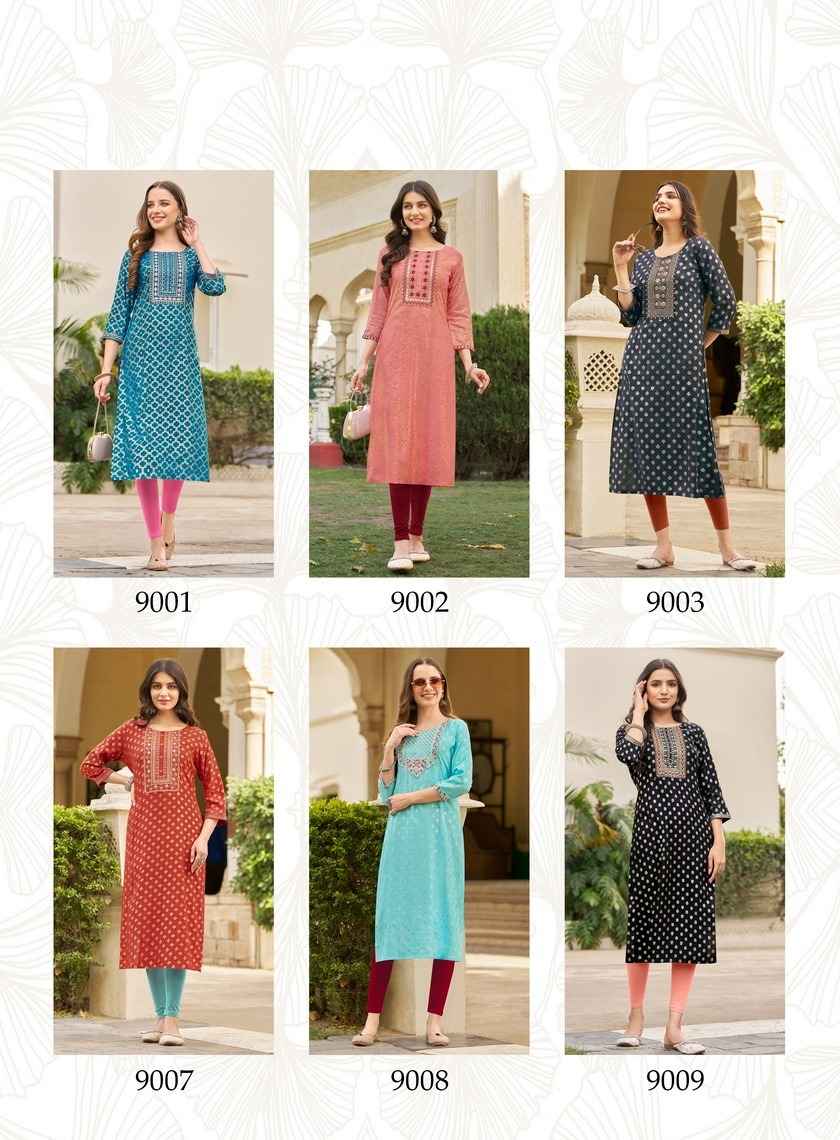 Diya Trends Victoria Vol-9 Rayon Kurti (12 pcs Catalogue)