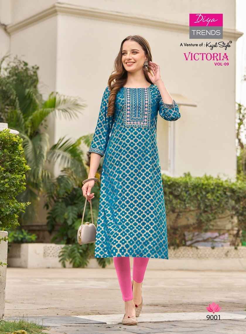 Diya Trends Victoria Vol-9 Rayon Kurti (12 pcs Catalogue)