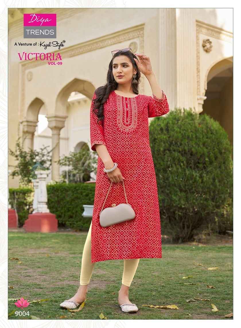Diya Trends Victoria Vol-9 Rayon Kurti (12 pcs Catalogue)