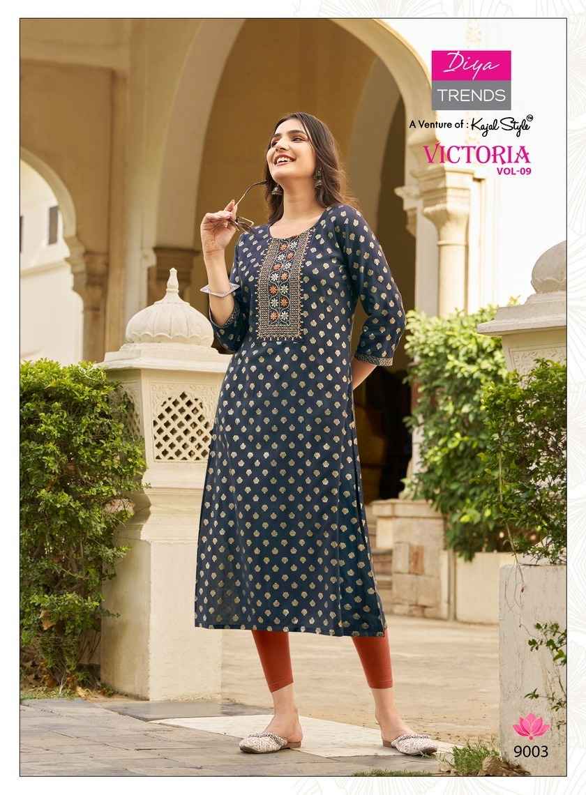 Diya Trends Victoria Vol-9 Rayon Kurti (12 pcs Catalogue)