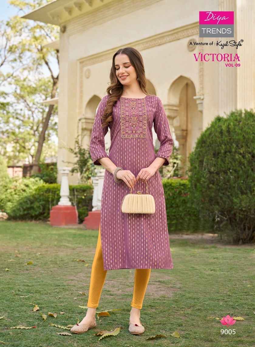 Diya Trends Victoria Vol-9 Rayon Kurti (12 pcs Catalogue)