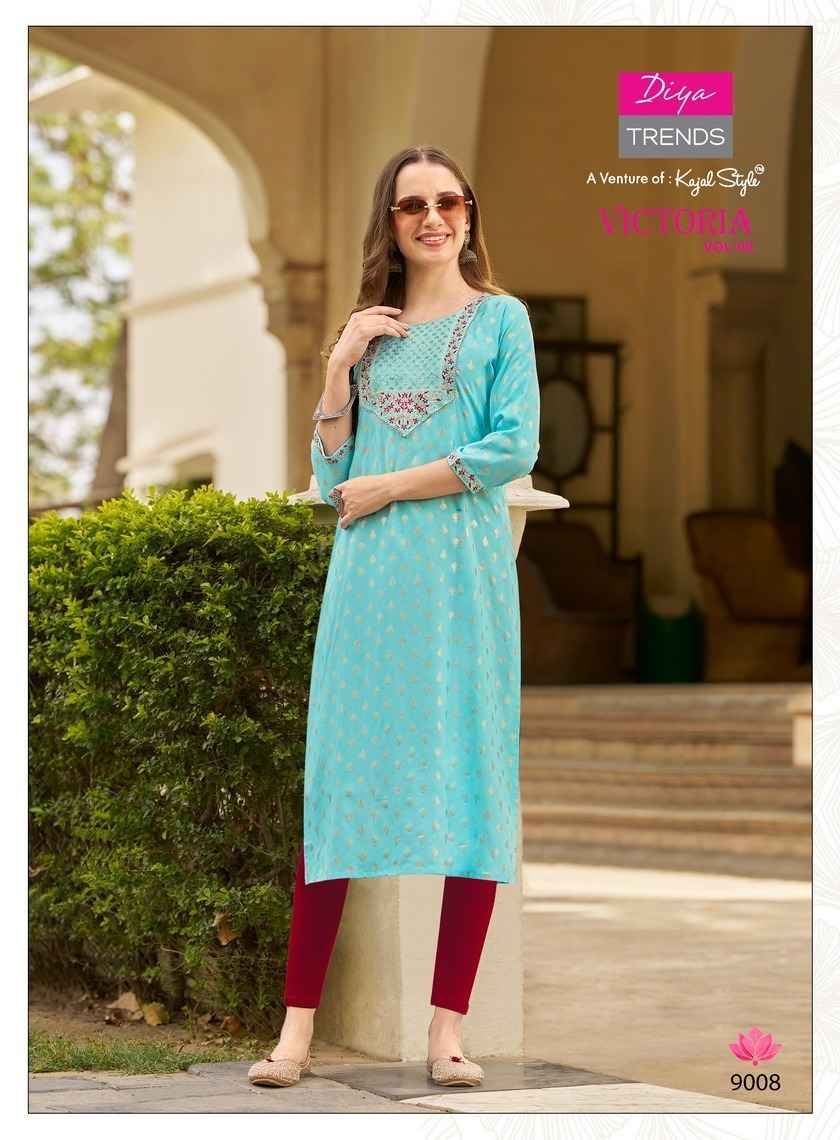 Diya Trends Victoria Vol-9 Rayon Kurti (12 pcs Catalogue)
