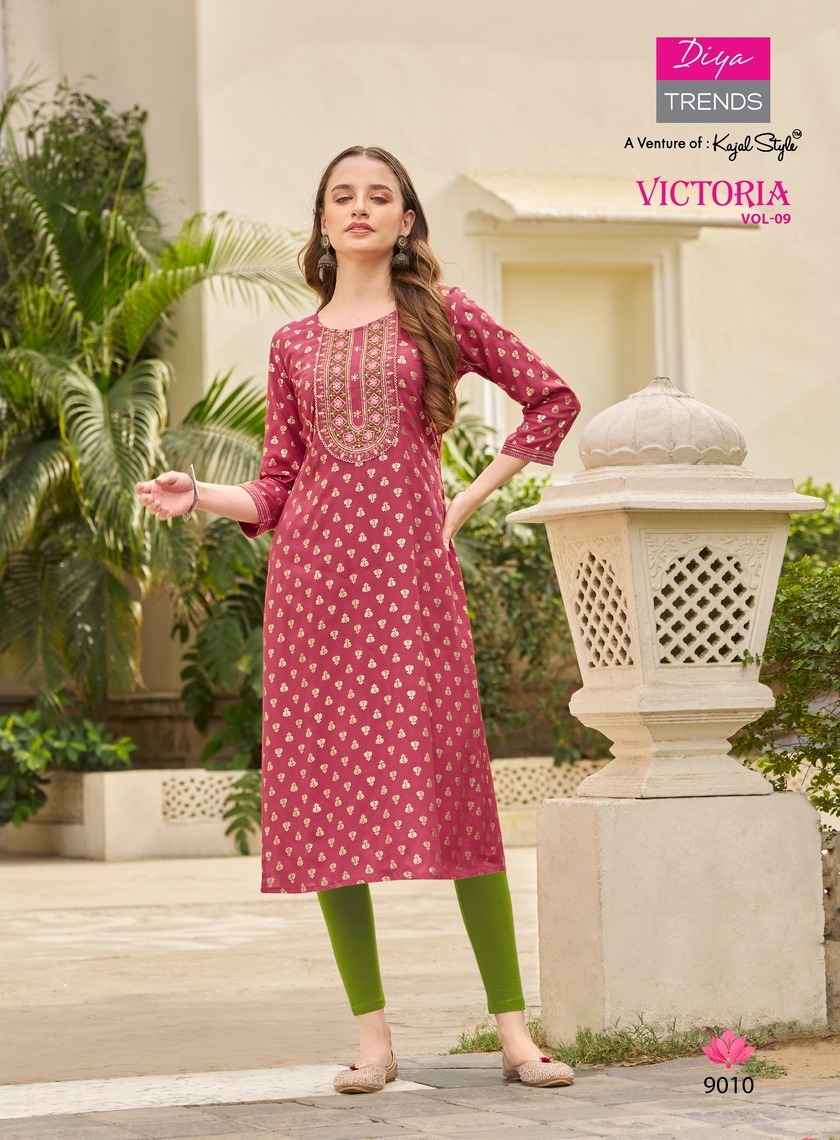 Diya Trends Victoria Vol-9 Rayon Kurti (12 pcs Catalogue)