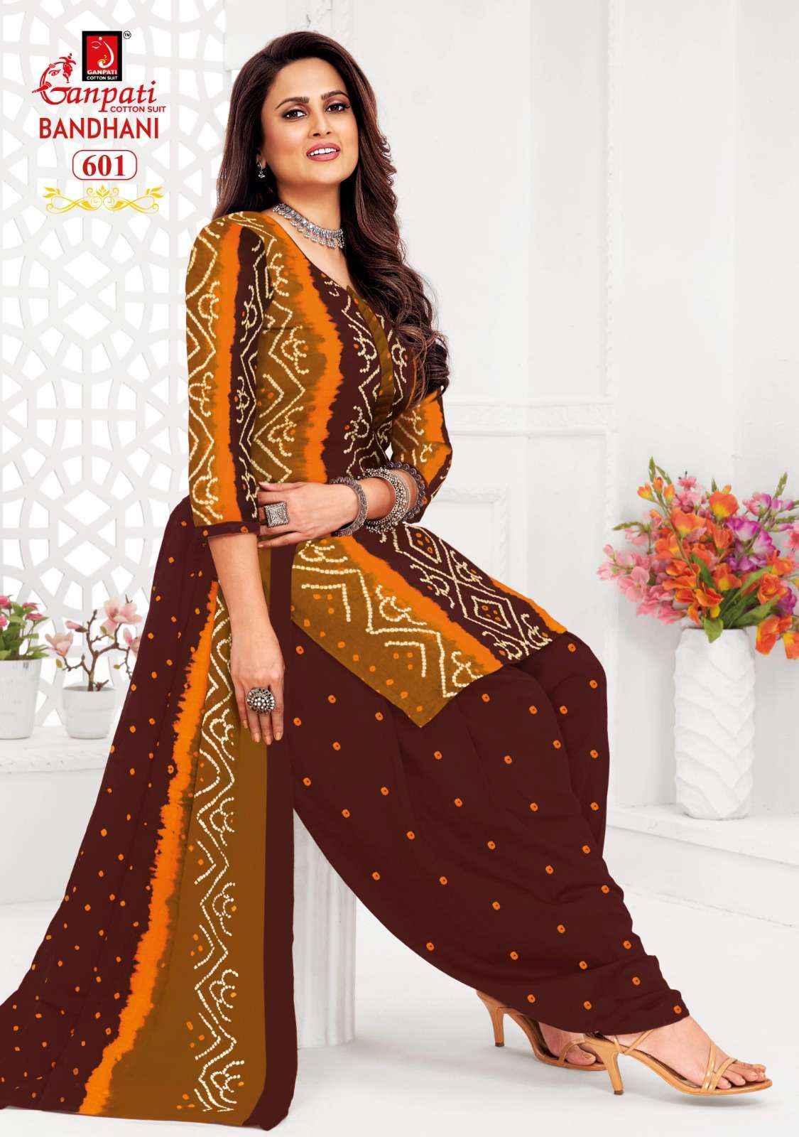 Ganpati Bandhani Vol 6 Cotton Dress Material Womens Clothing Store