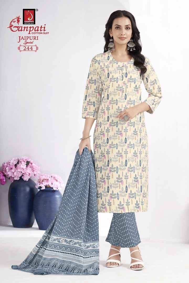 Ganpati Jaipuri Special Stitched A- Line Cut Vol-10 Cotton Readymade Suit (15 pcs Catalogue)
