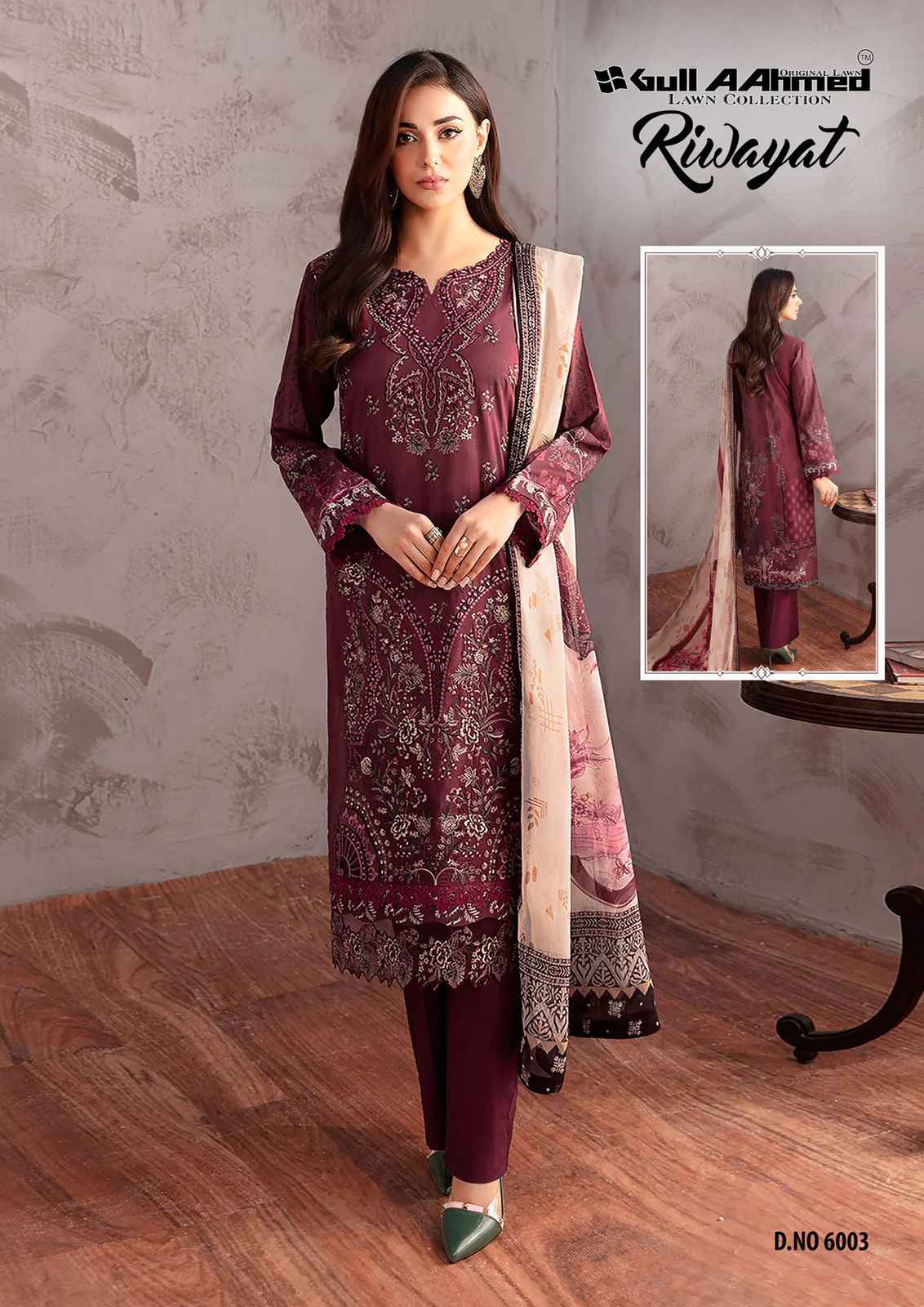 Gull Ahmed Lawn Collection Riwayat Vol-6 Dress Material (6 Pc Catalouge)