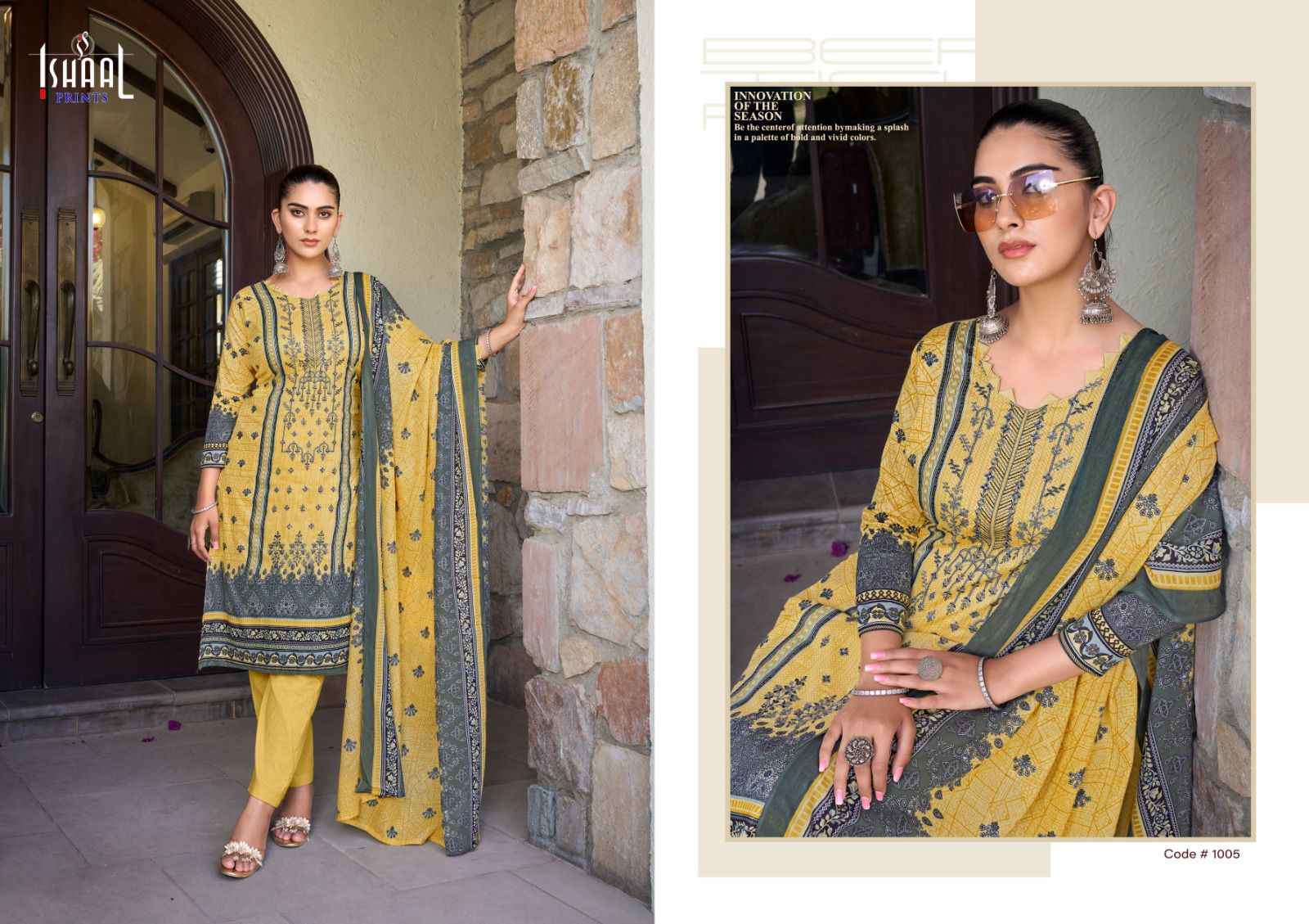 Ishaal Embroidered Vol-9 Lawn Dress Material (10 pcs Catalogue)