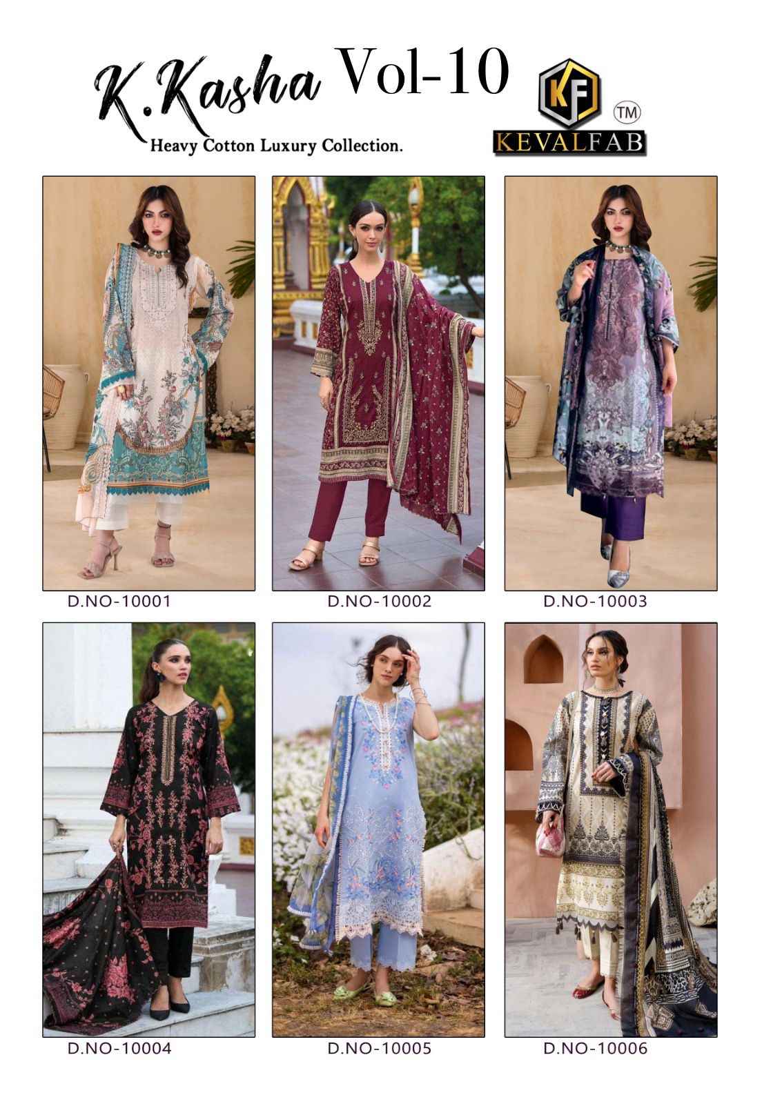 Keval Fab K Kasha Vol-10 Cotton Dress Material (6 pc Cataloge)