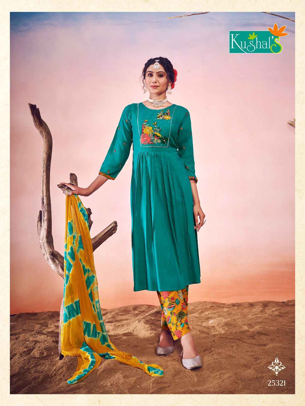 Kushal Shanvi Rayon Nyra Cut Readymade Suit (10 pcs catalog)