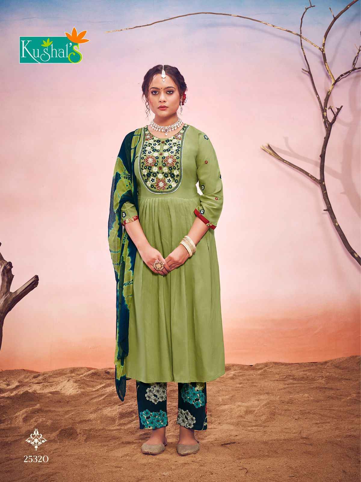 Kushal Shanvi Rayon Nyra Cut Readymade Suit (10 pcs catalog)