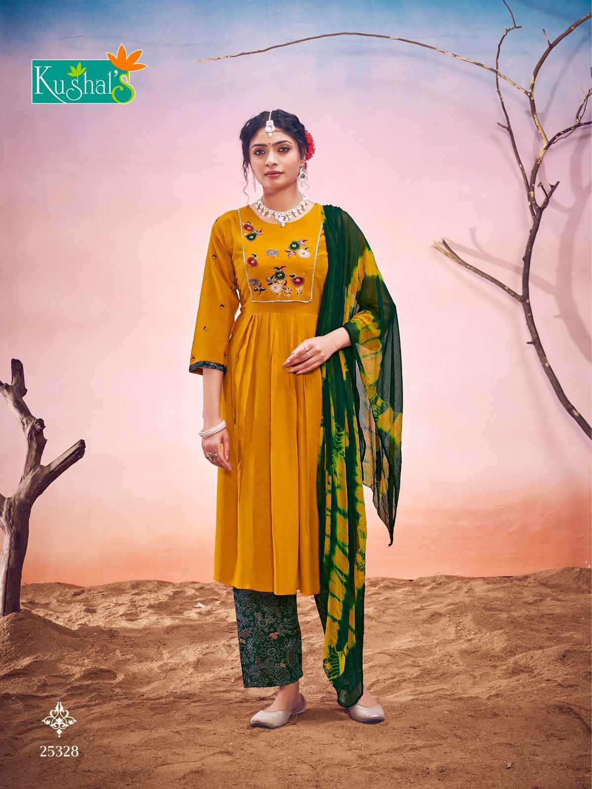 Kushal Shanvi Rayon Nyra Cut Readymade Suit (10 pcs catalog)