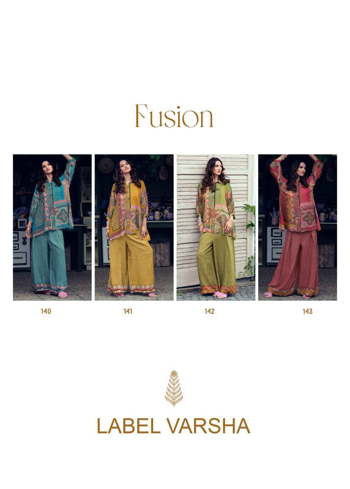 Label Varsha Fusion Muslin Silk Cord Set (4 pcs Catalogue)
