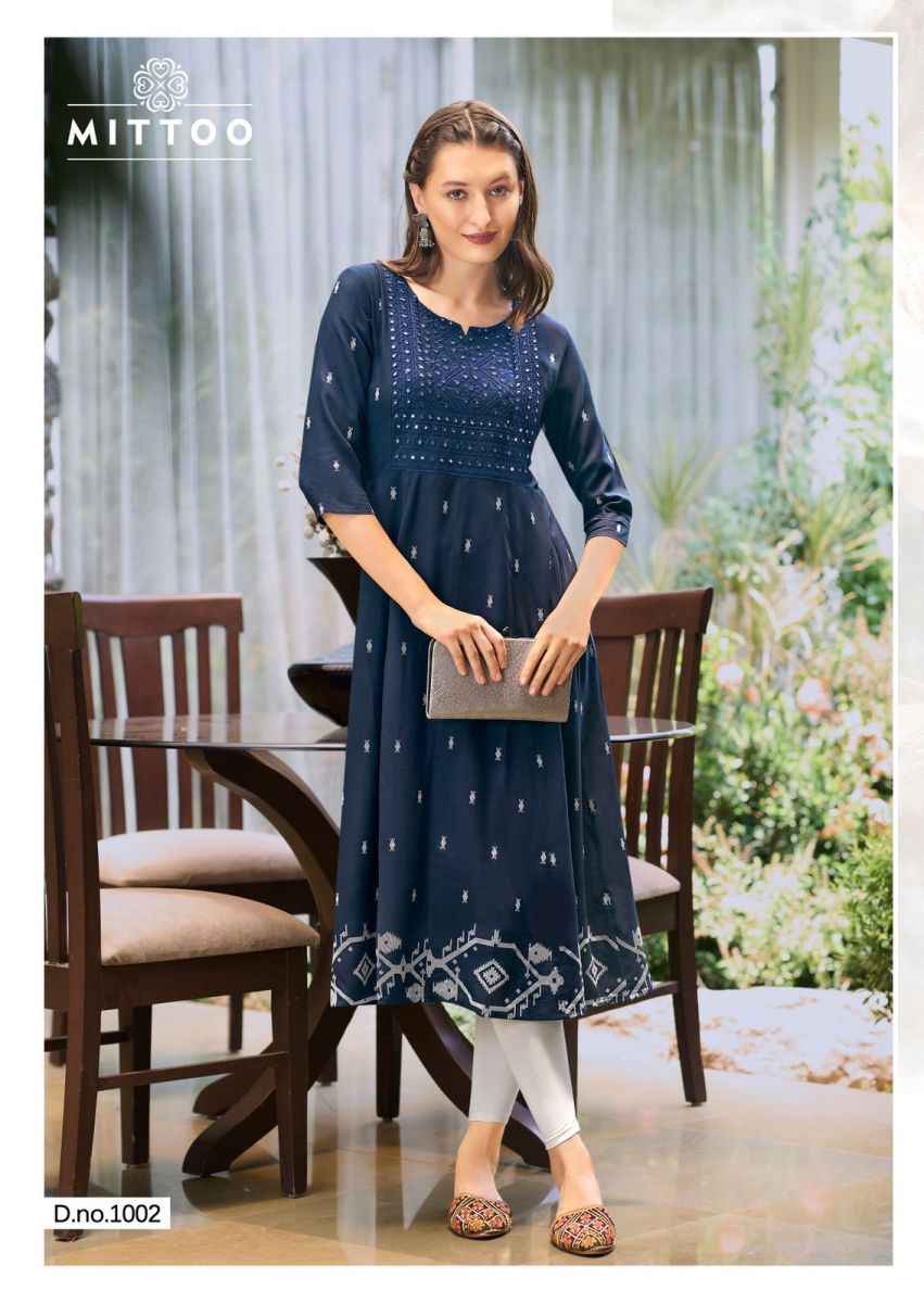 Mittoo Alisha Rayon Kurti 4 pcs Catalogue