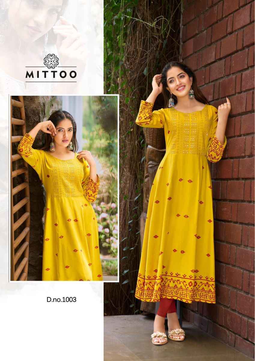 Mittoo Alisha Rayon Kurti 4 pcs Catalogue