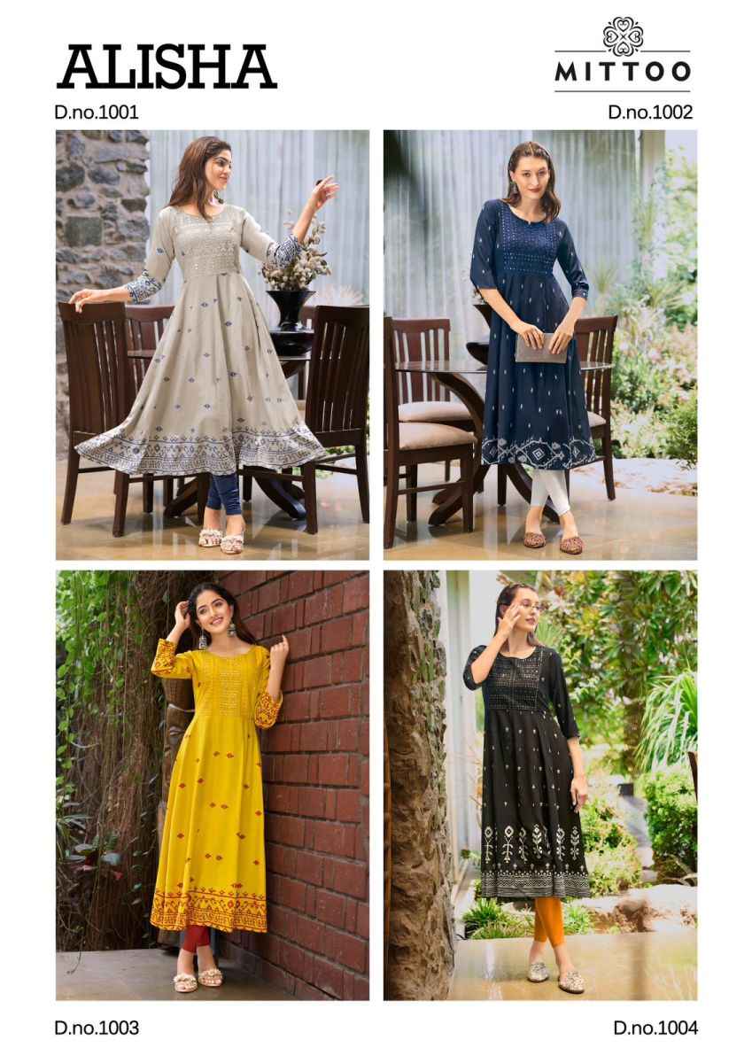 Mittoo Alisha Rayon Kurti 4 pcs Catalogue