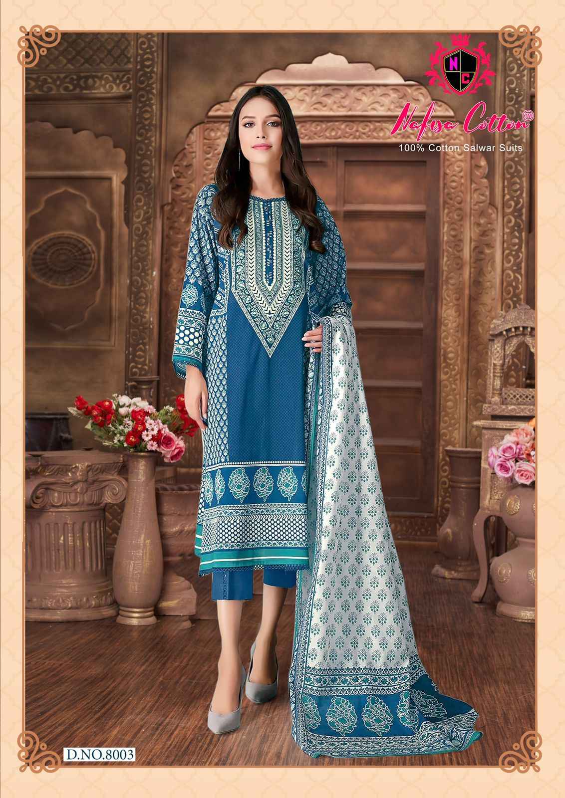Nafisa Safina Karachi Suit  Vol-8 Pure Soft Cotton Dress Material (6 pcs Catalogue)