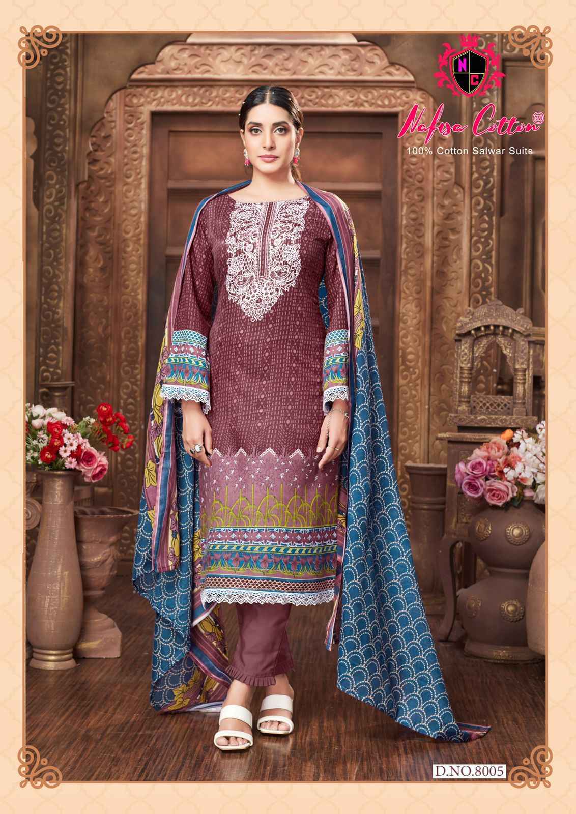 Nafisa Safina Karachi Suit  Vol-8 Pure Soft Cotton Dress Material (6 pcs Catalogue)