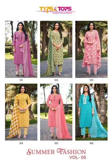 Tips & Tops Summer Fashion Vol 5 Cotton Kurti Combo 6 pcs Catalogue