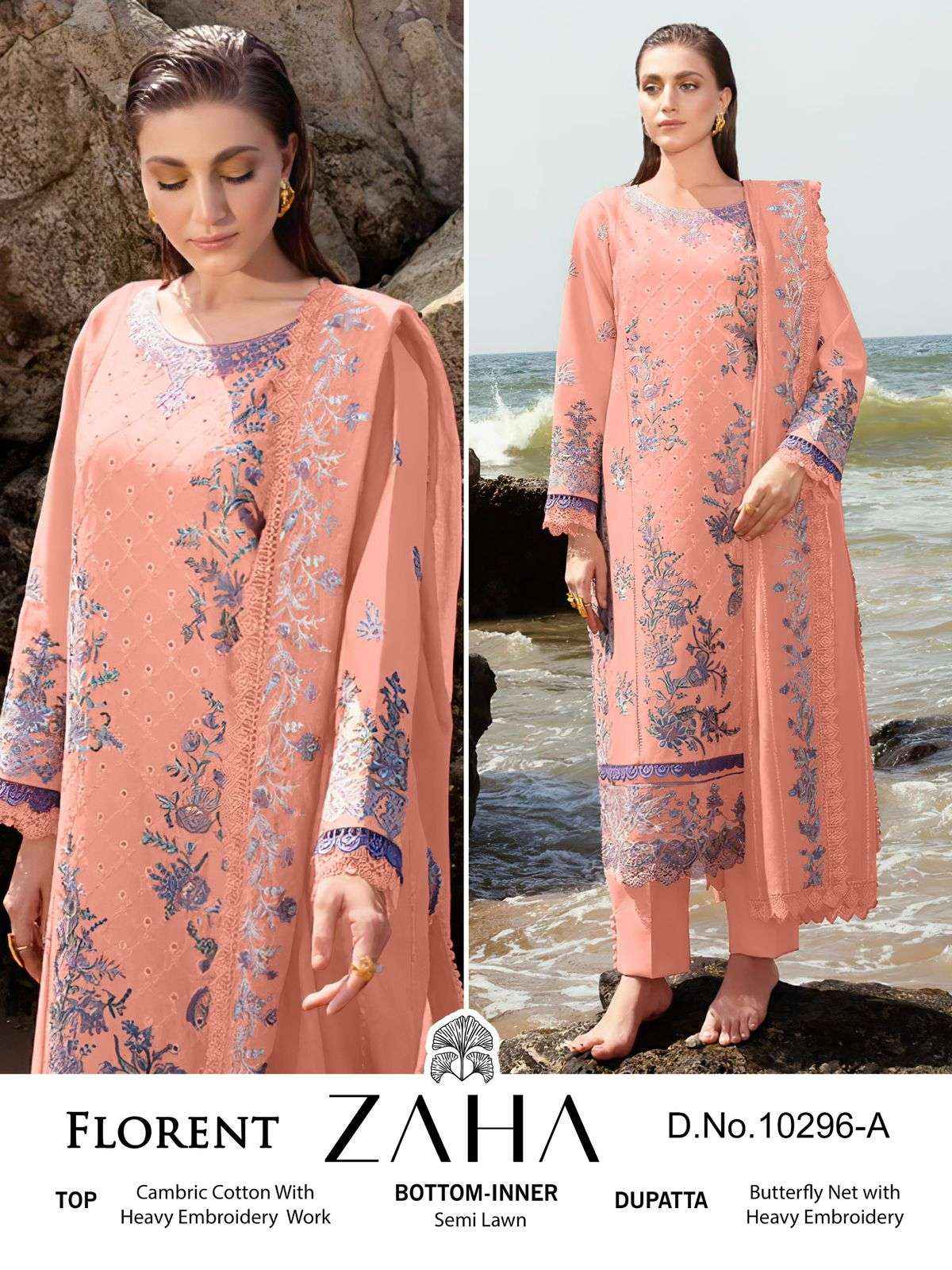 Zaha Florent Cambric Cotton Dress Material 4 pcs Catalogue