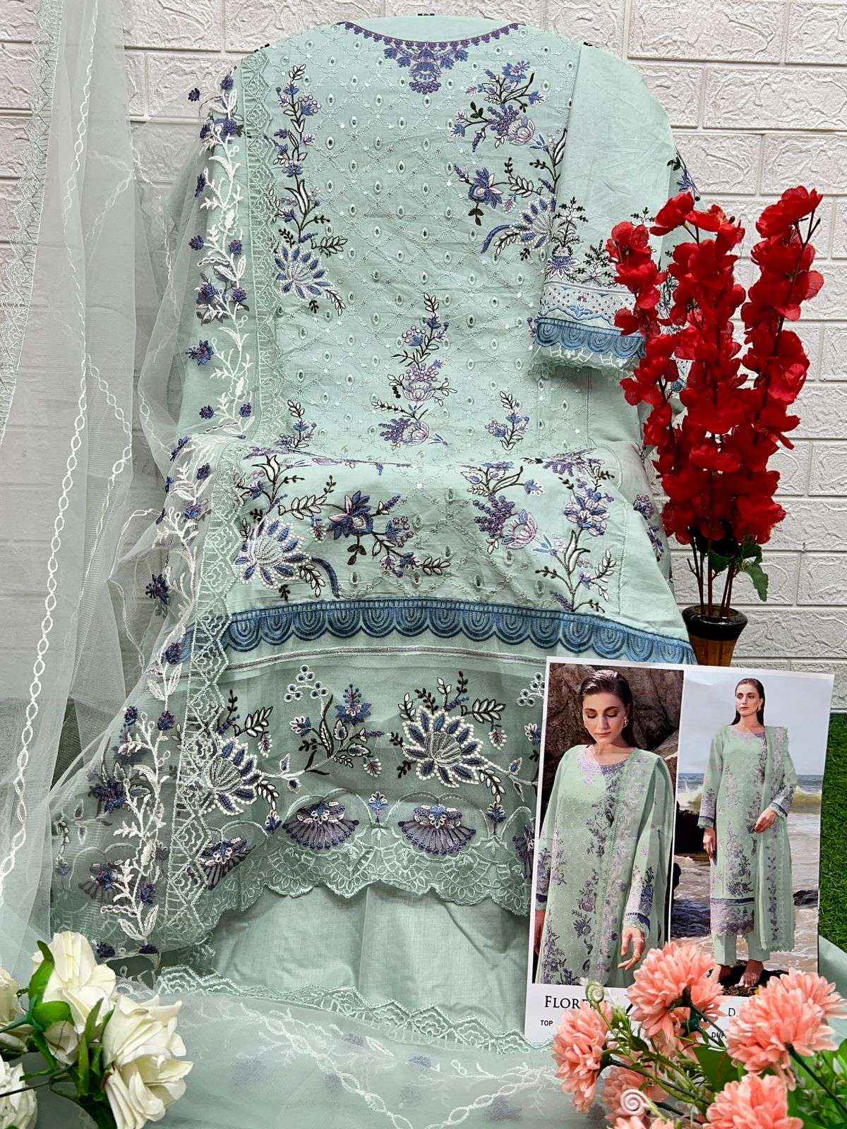 Zaha Florent Cambric Cotton Dress Material 4 pcs Catalogue