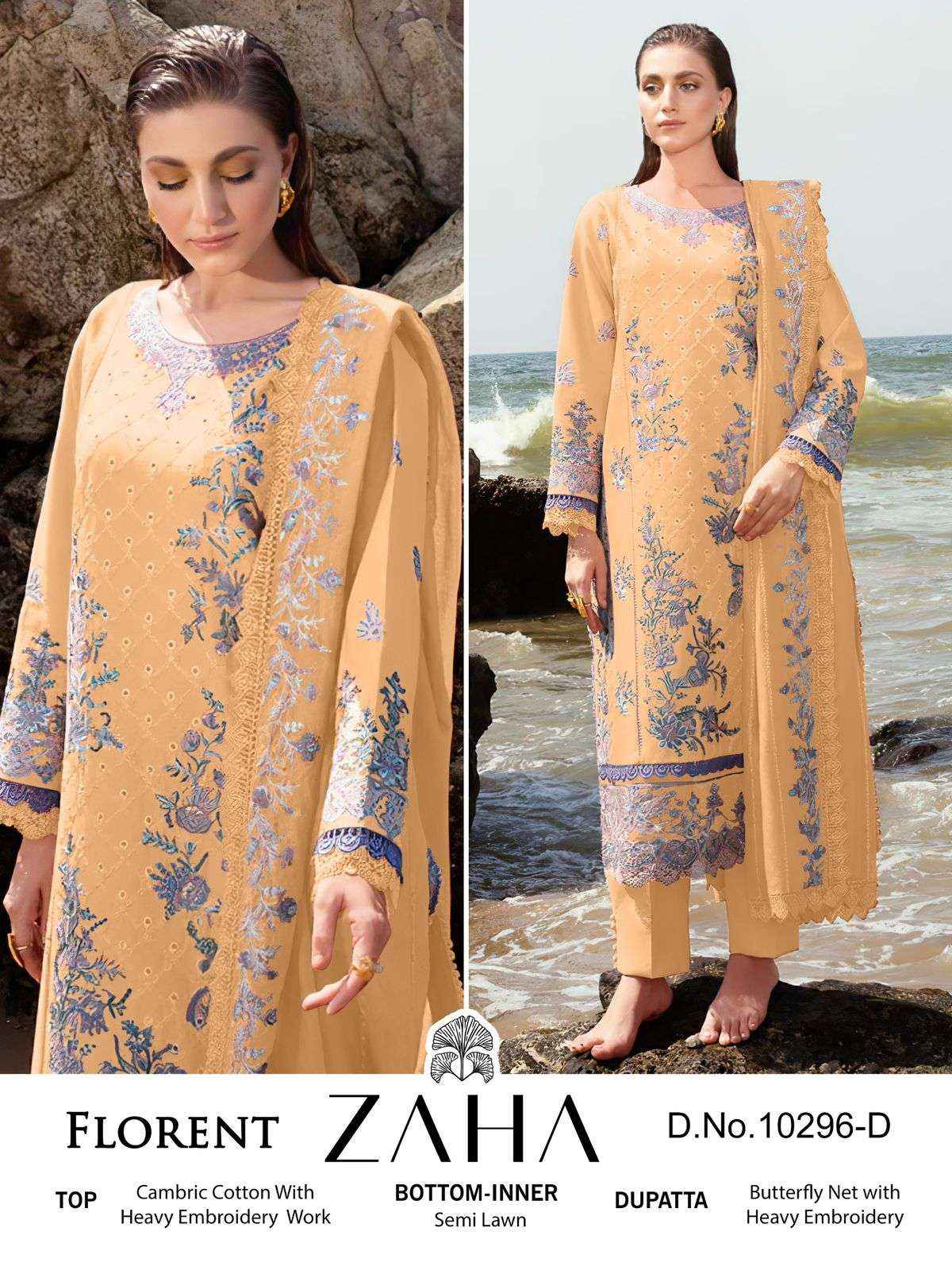 Zaha Florent Cambric Cotton Dress Material 4 pcs Catalogue