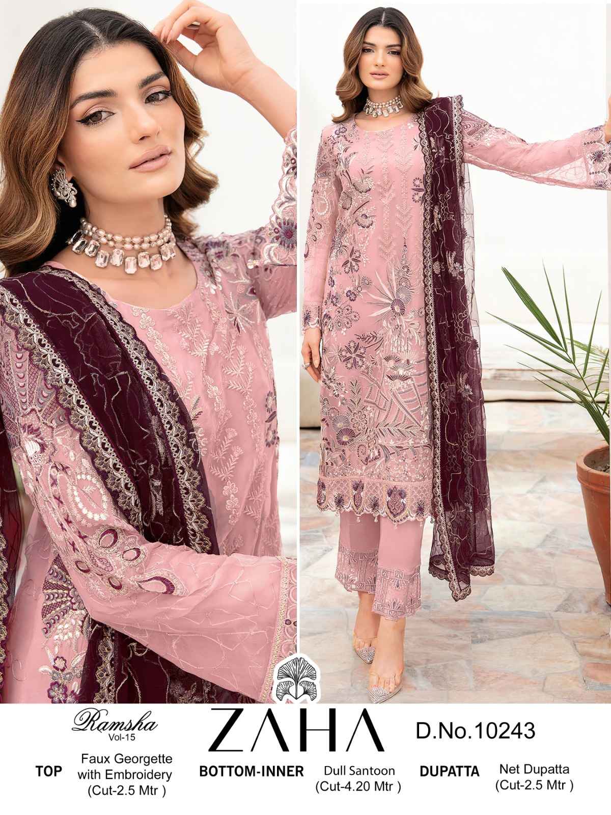 Zaha Ramsha Vol-15 Georgette Dress Material (4 pcs Catalogue)