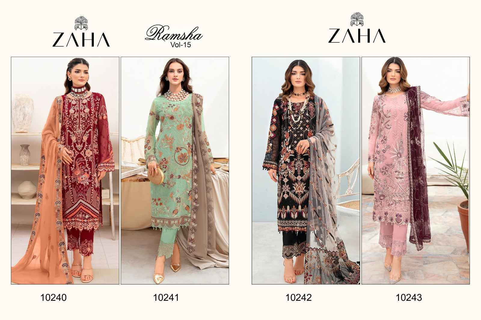 Zaha Ramsha Vol-15 Georgette Dress Material (4 pcs Catalogue)