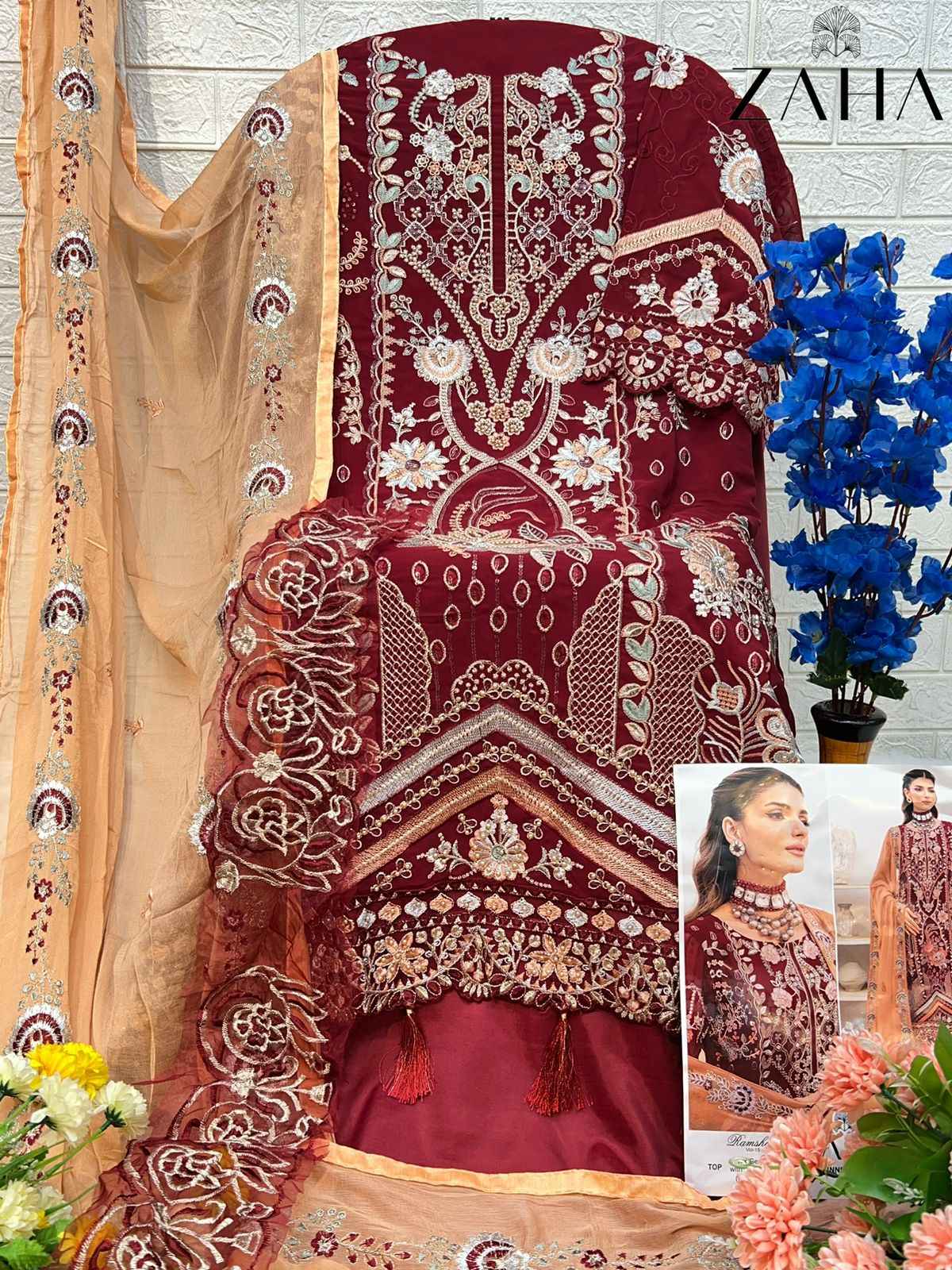 Zaha Ramsha Vol-15 Georgette Dress Material (4 pcs Catalogue)