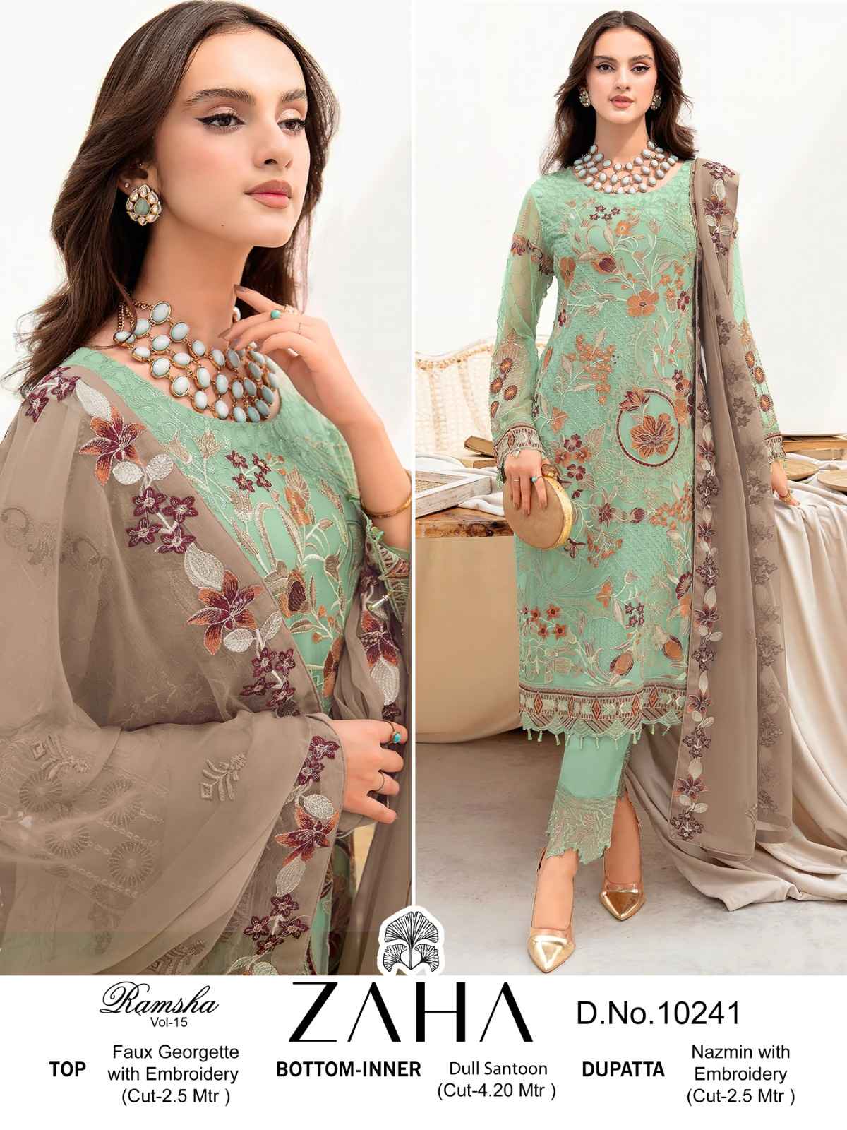 Zaha Ramsha Vol-15 Georgette Dress Material (4 pcs Catalogue)