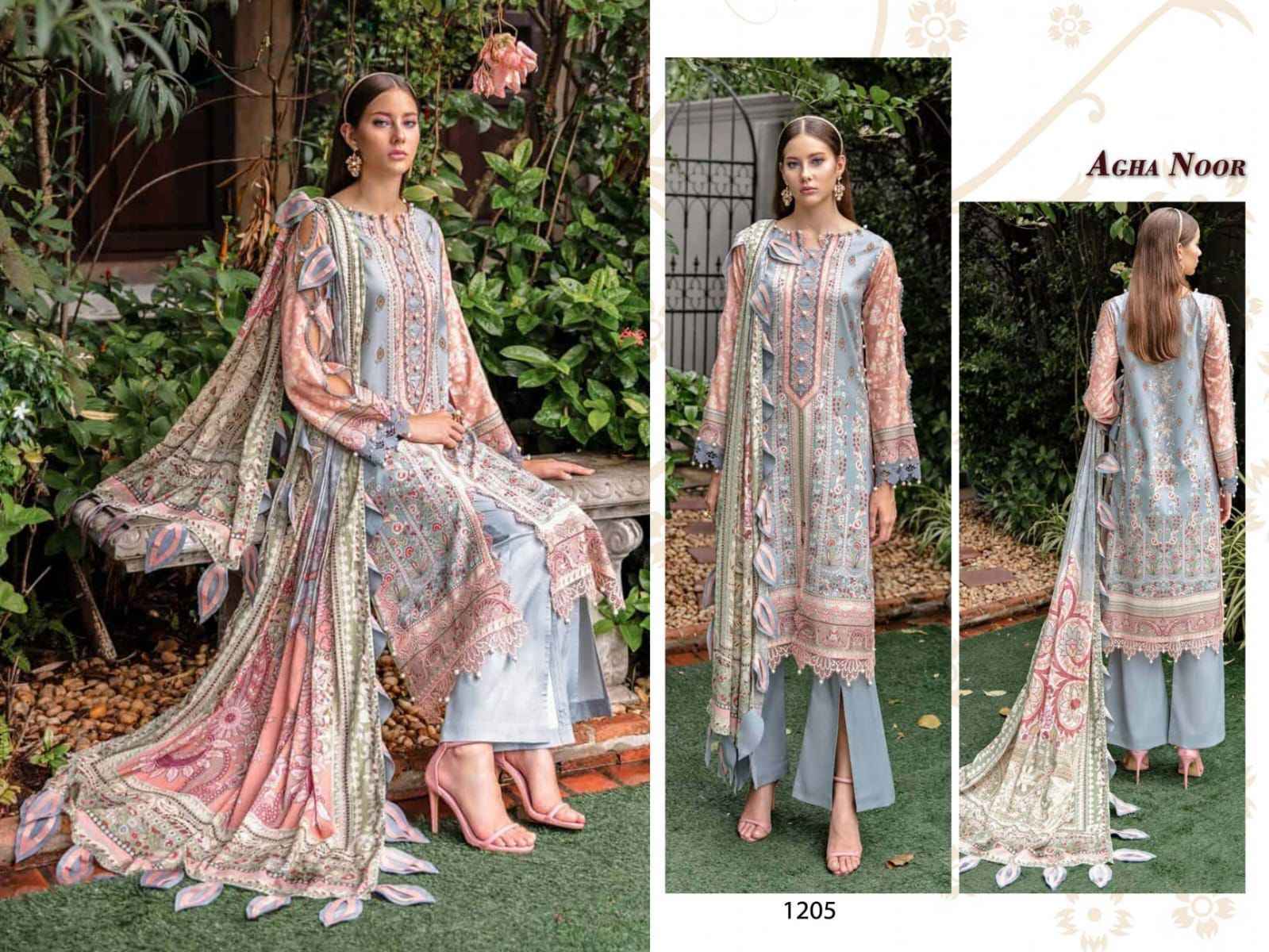 Agha Noor Luxury Lawn Collection Vol-12 Lawn Cotton Dress Material (6 pcs Cataloge)