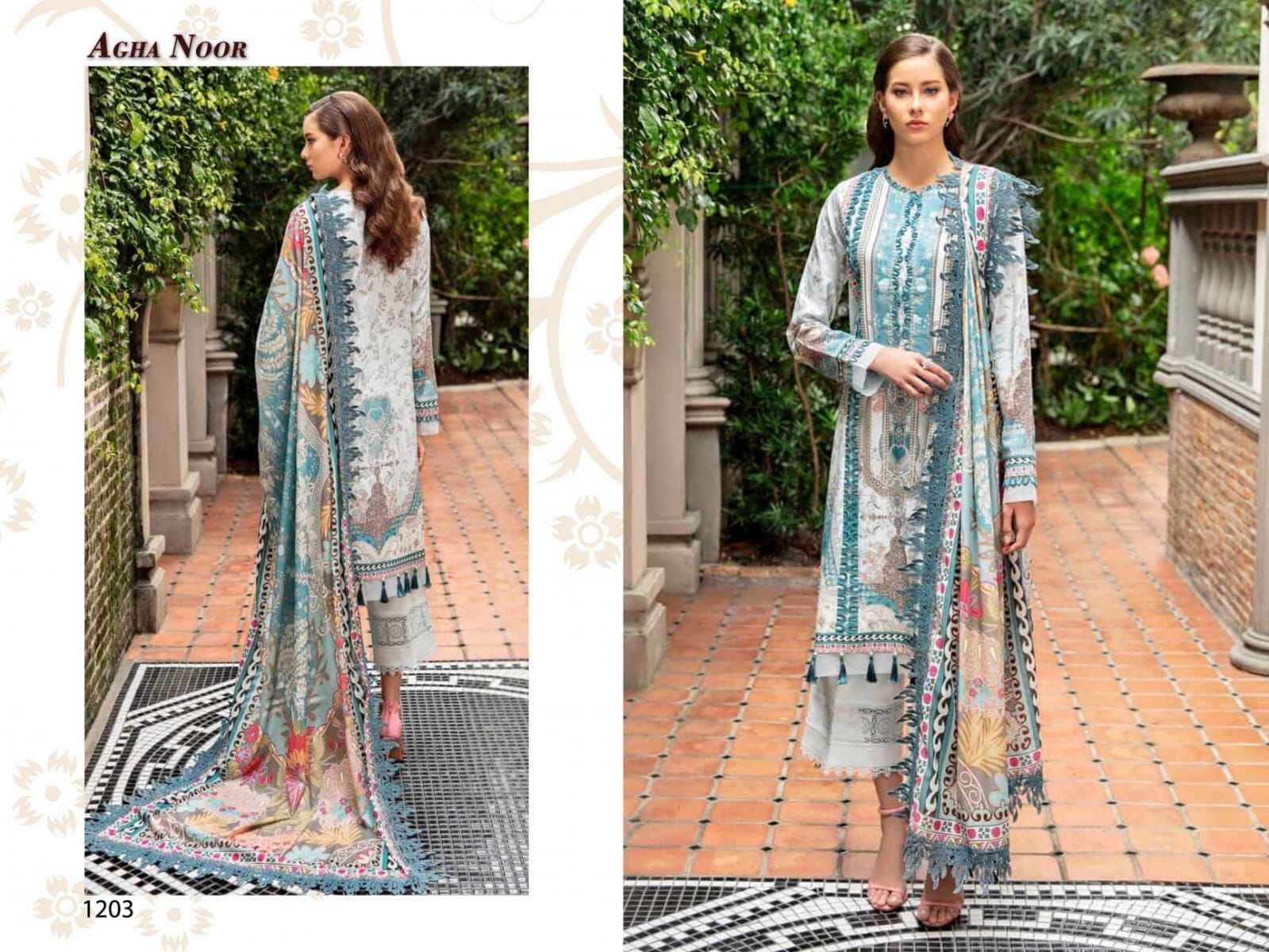 Agha Noor Luxury Lawn Collection Vol-12 Lawn Cotton Dress Material (6 pcs Cataloge)