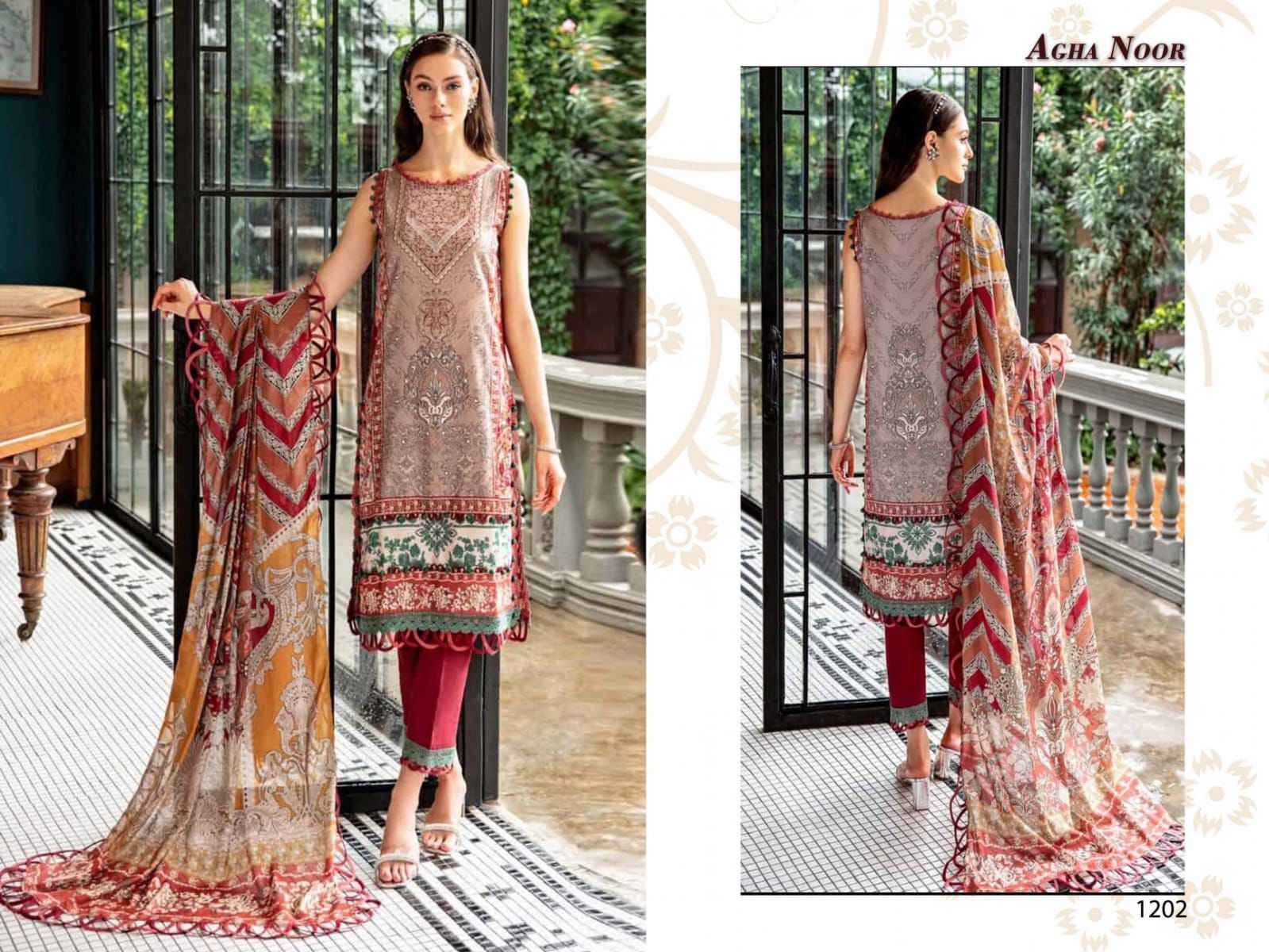 Agha Noor Luxury Lawn Collection Vol-12 Lawn Cotton Dress Material (6 pcs Cataloge)
