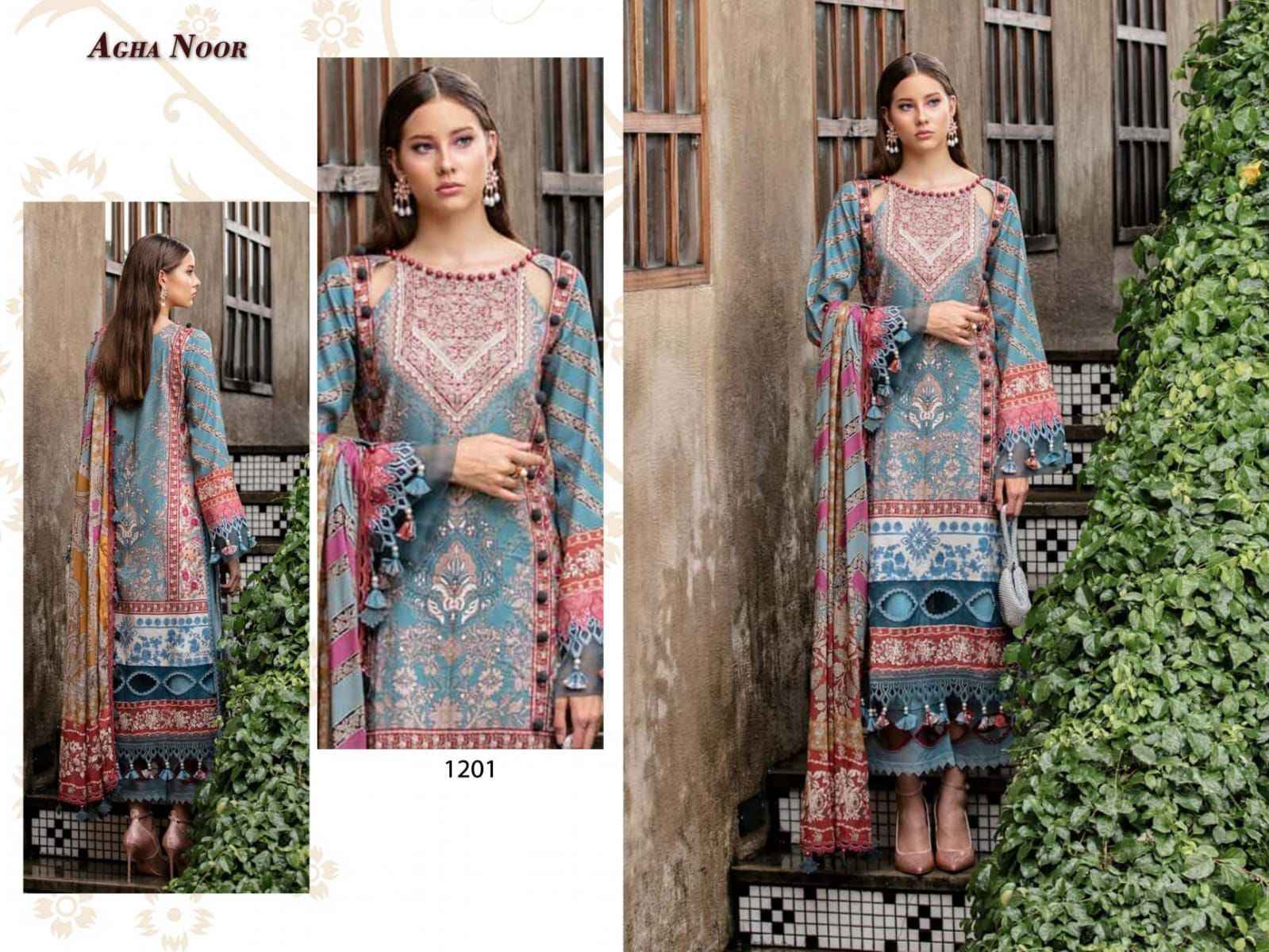Agha Noor Luxury Lawn Collection Vol-12 Lawn Cotton Dress Material (6 pcs Cataloge)