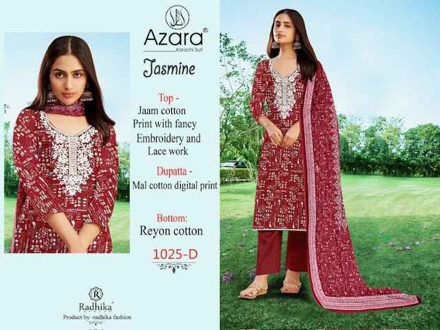 Azara Jasmin Pure Jaam Cotton Dress Material (4 pcs Catalogue)