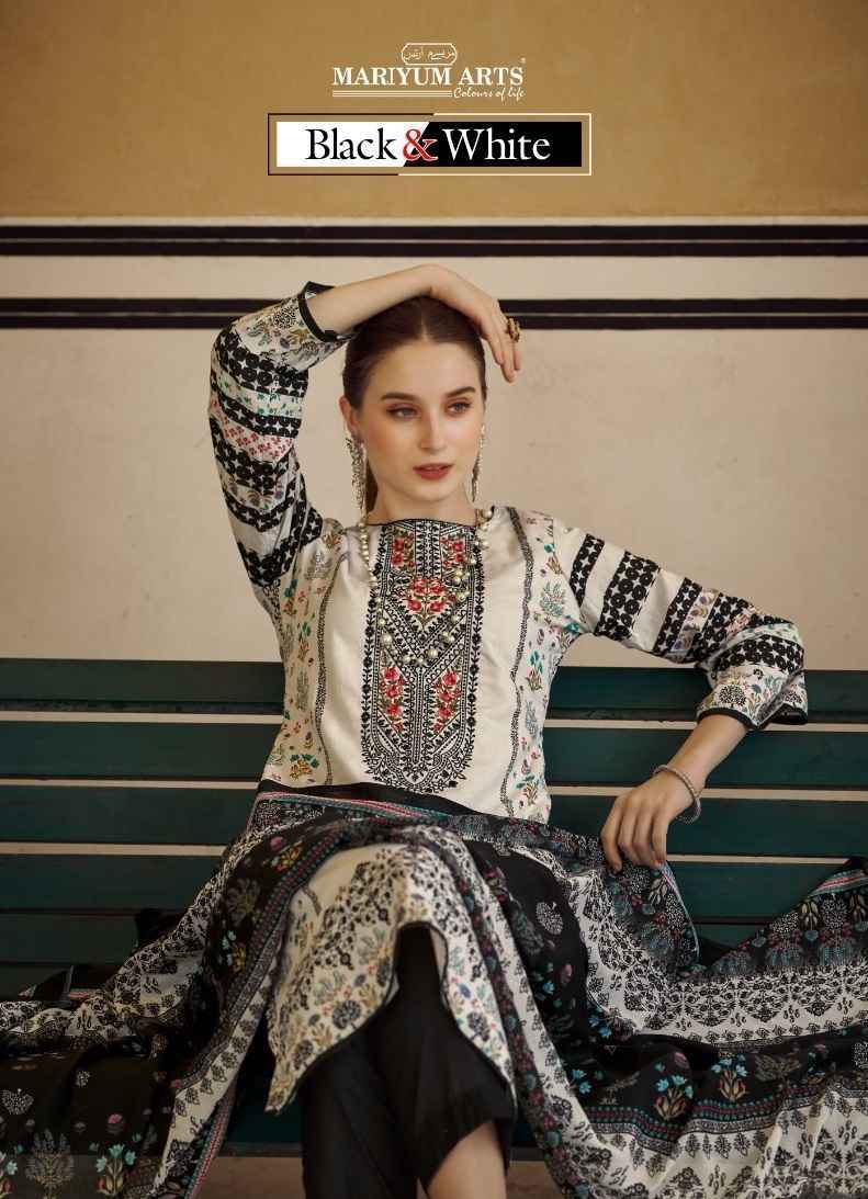 Mariyum Arts Black & White Cotton Dress Material (6 pcs Catalogue)