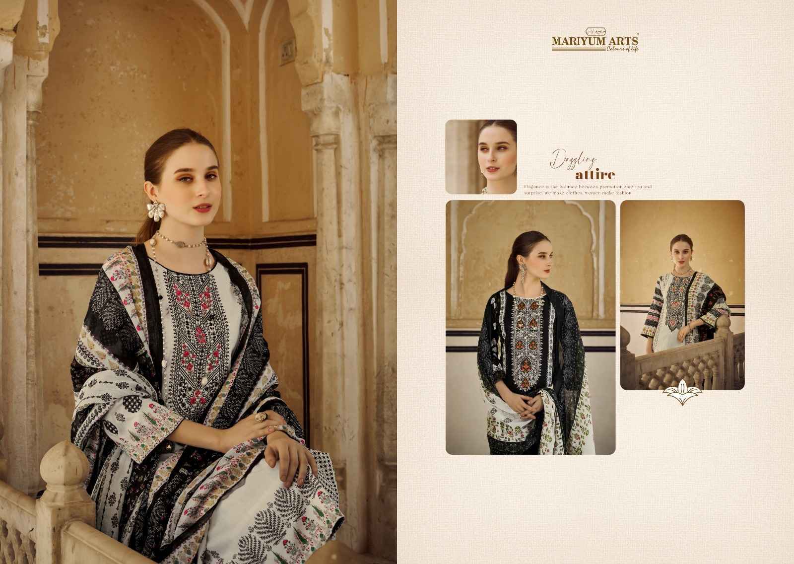 Mariyum Arts Black & White Cotton Dress Material (6 pcs Catalogue)