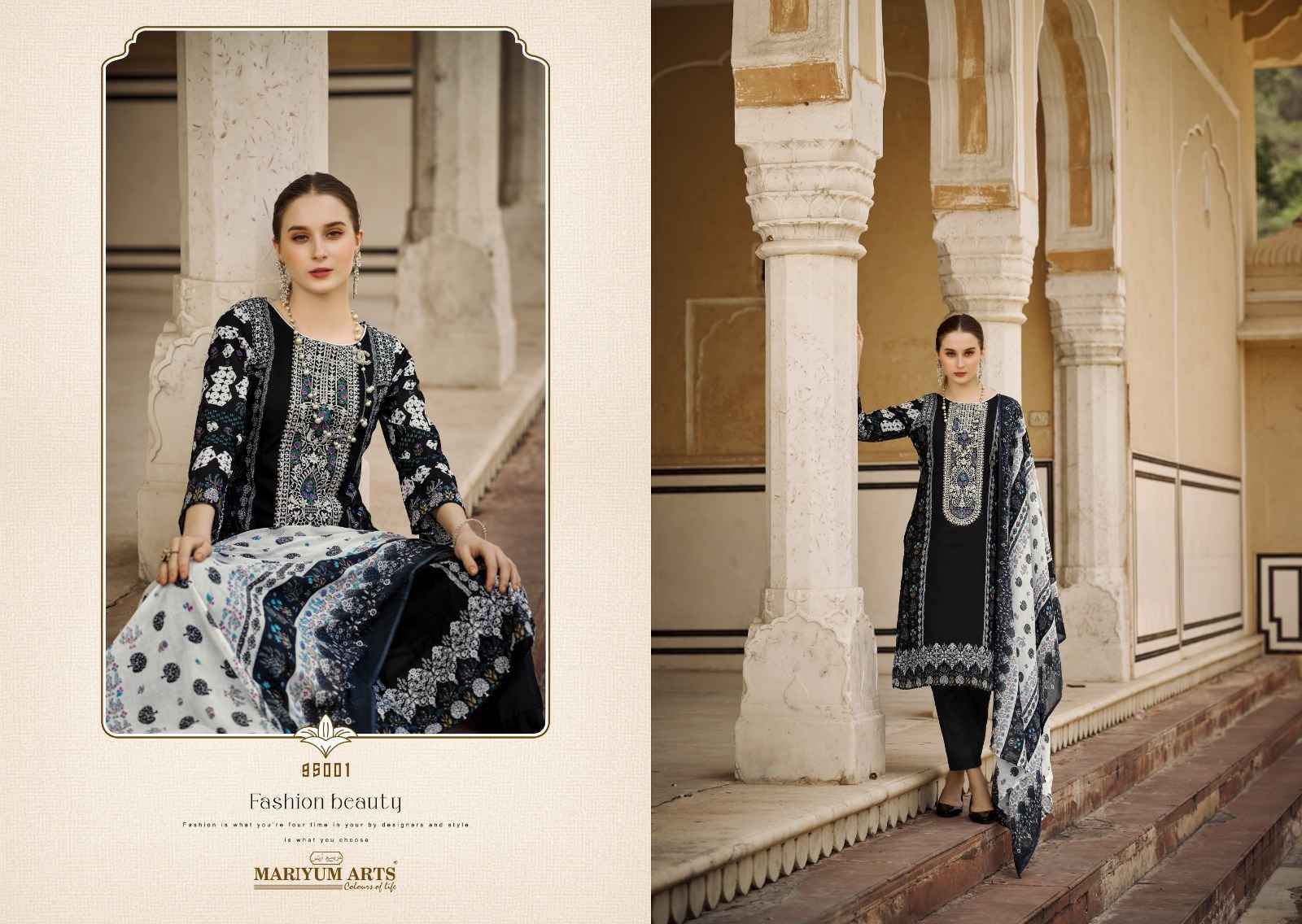 Mariyum Arts Black & White Cotton Dress Material (6 pcs Catalogue)