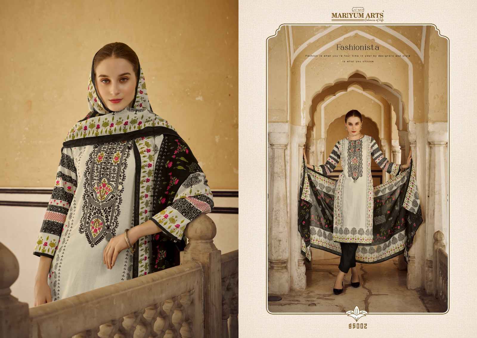 Mariyum Arts Black & White Cotton Dress Material (6 pcs Catalogue)