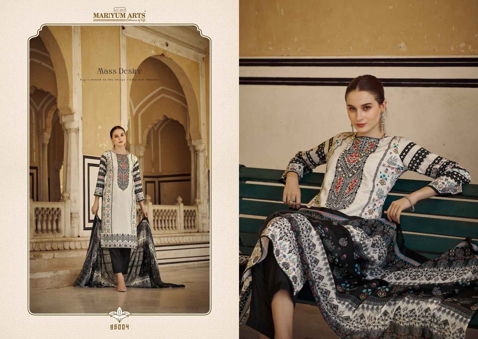 Mariyum Arts Black & White Cotton Dress Material (6 pcs Catalogue)