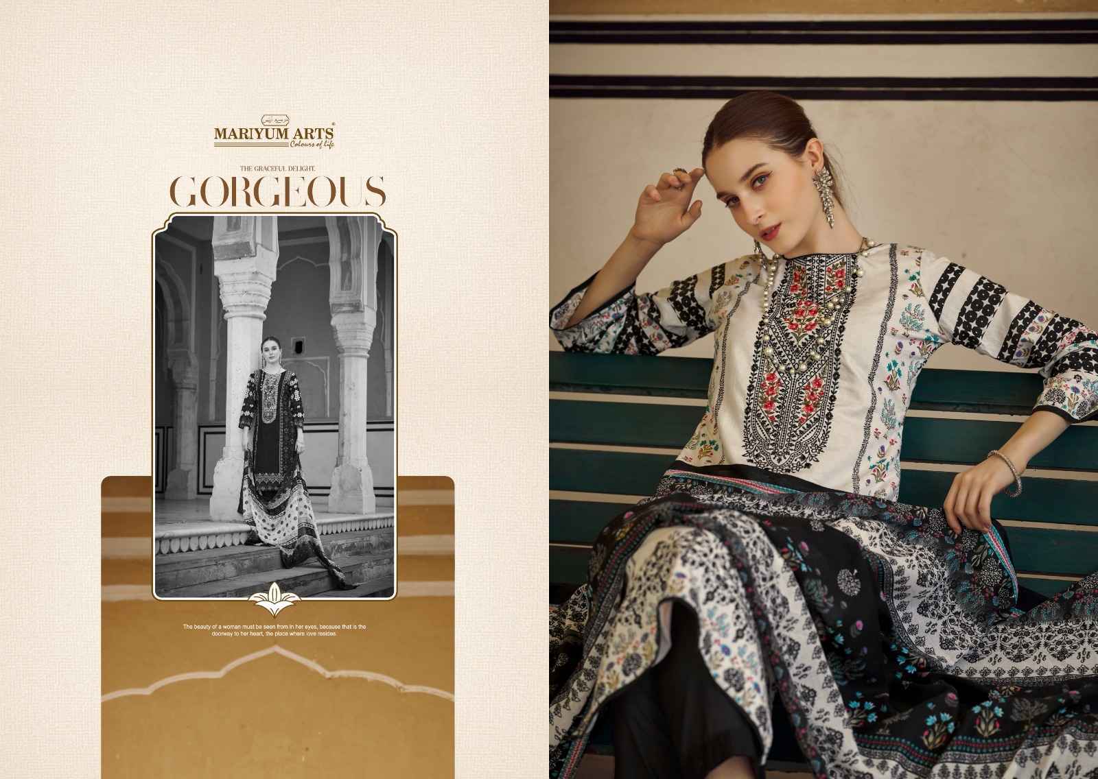 Mariyum Arts Black & White Cotton Dress Material (6 pcs Catalogue)