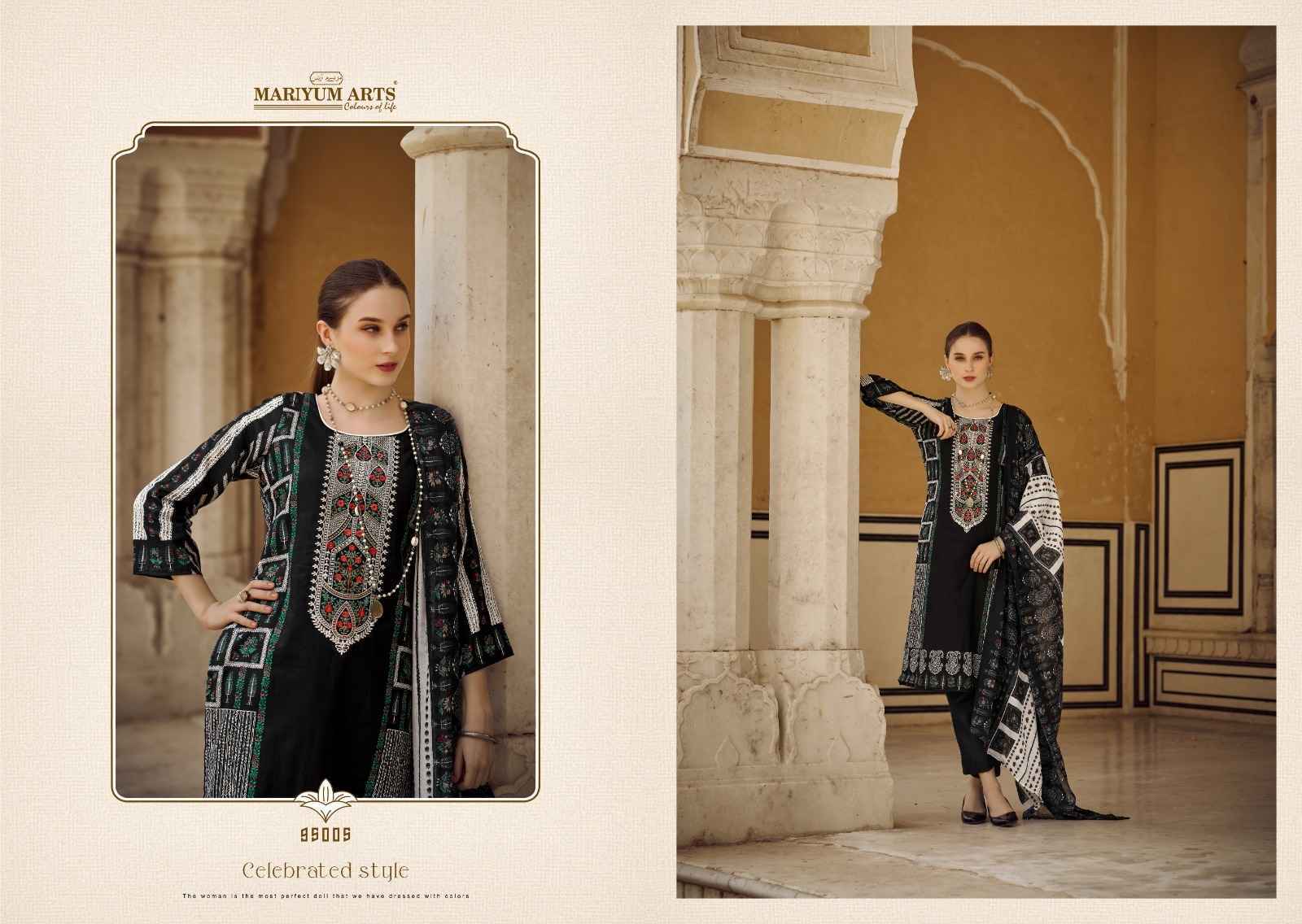 Mariyum Arts Black & White Cotton Dress Material (6 pcs Catalogue)