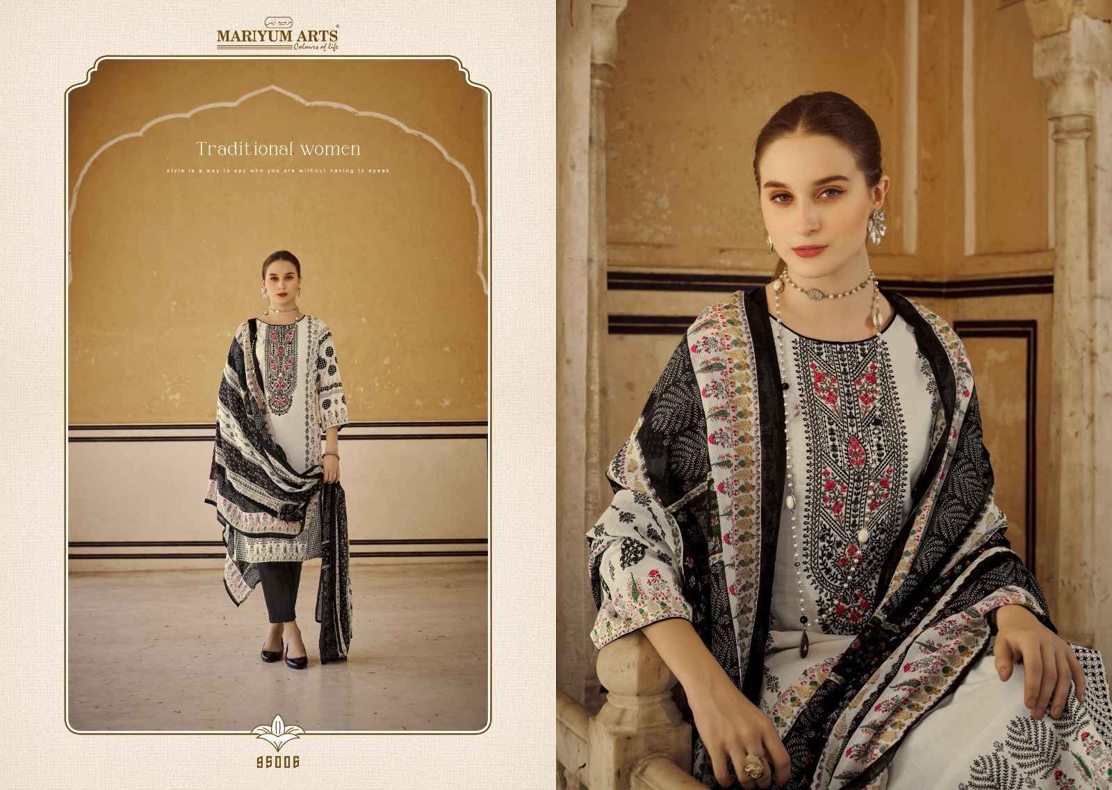 Mariyum Arts Black & White Cotton Dress Material (6 pcs Catalogue)