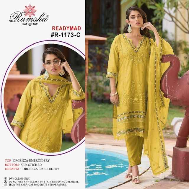 Ramsha R 1173 Organza Dress Material (4 pcs Catalogue)