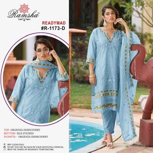 Ramsha R 1173 Organza Dress Material (4 pcs Catalogue)