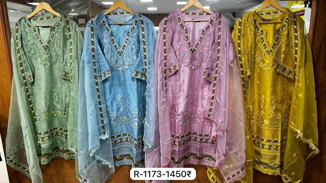 Ramsha R 1173 Organza Dress Material (4 pcs Catalogue)