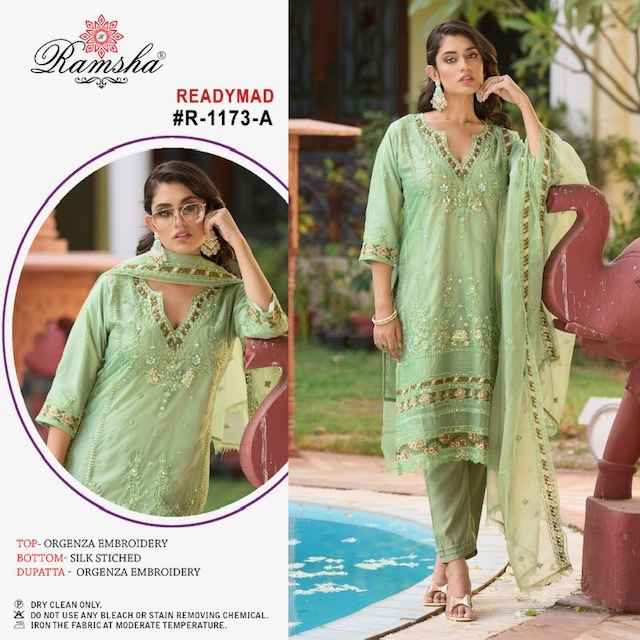 Ramsha R 1173 Organza Dress Material (4 pcs Catalogue)